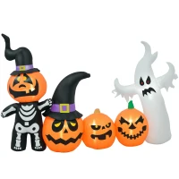HOMCOM 7.5ft Inflatable Halloween Pumpkin Ghost Family, Blow Up LED  Display for Garden Indoor Outdoor(m-11)