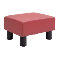 HOMCOM Modern Small Faux Leather Ottoman Footrest Sofa Side Stool Rectangle (Red)(m-2)