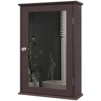 kleankin Bathroom Mirror Cabinet, Wall Mounted Medicine Cabinet with Door and Shelves, Dark Brown(m-11)
