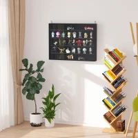 HOMCOM 5-Tier Display Cabinet, Shot Glass Display Case, Glass Curio Cabinet with 2 Glass Doors and 4 Adjustable Shelves, Black(m-1)
