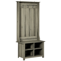 HOMCOM Hall Tree with Shoe Storage Bench Entryway Bench for Living Room, Grey