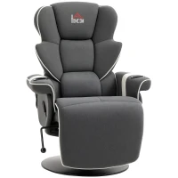 HOMCOM Manual Recliner, Swivel Lounge Armchair with Footrest and Two Cup Holders for Living Room, Black(m-1)