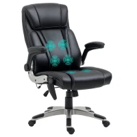 Vinsetto Executive Massage Office Chair with 6 Vibration Points, Heated Faux Leather Computer Desk Chair with Flip-up Armrest, Adjustable Height, Swivel Wheels, Black(m-11)