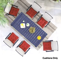 Outsunny 6-Piece Seat Cushion Replacement, Outdoor Patio Chair Cushions Set with Ties, Button Tufted, Wine Red(m-7)