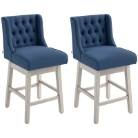 HOMCOM Swivel Bar Stools Set of 2, 27" Counter Height Stools with Linen Upholstery and Button Tufted Design for Kitchen(m-11)