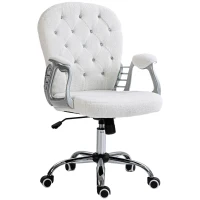 Vinsetto Office Chair, Computer Desk Chair with Adjustable Height and Tufted Back, White(m-11)