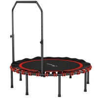 Soozier 48" Foldable Rebounder Trampoline, Mini Trampoline Indoor with Adjustable Handle, Quiet and Safe Bungee Rebounder(m-2)