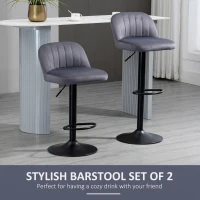 HOMCOM Adjustable Bar Stools Set of 2, Grey(m-4)