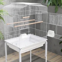 PawHut 49" Rolling Bird Cage Cockatoo House Play Top Finch Pet Supply with Storage Shelf, Wheels - White(m-9)