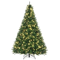 HOMCOM 7ft Pre-Lit Full Douglas Fir Artificial Christmas Tree with Realistic Branches, 700 Warm White LED Lights and 2154 Tips(m-1)
