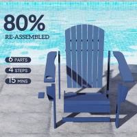 Outsunny Classic Adirondack Chair, Muskoka Chairs, Garden Deck Chair with Cup Holder for Patio, Indoor, Backyard, Navy Blue(m-5)