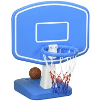 Outsunny Pool Basketball Hoop Poolside with Ball and Pump, Basketball Goal for Inground Pools and Swimming Pool Games, Blue(m-1)