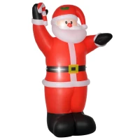 HOMCOM 8ft Christmas Inflatable Santa Claus with Candy Cane, Outdoor Blow-Up Yard Decoration with LED Lights Display(m-1)