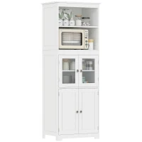 HOMCOM 63" Small Buffet with Hutch, 4-Door Kitchen Pantry, Freestanding Storage Cabinet with Adjustable Shelf for Dining Room, Living Room, White(m-2)