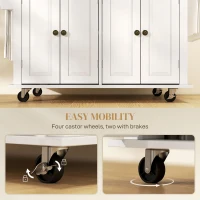 HOMCOM Kitchen Island with Storage, Rolling Trolley Cart with Rubber Wood Top, Spice Rack, Towel Rack, Grey(m-7)