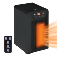 HOMCOM Electric Space Heater for Indoor Use, 1500W Fast Heating Portable Electric Heater with Infrared Quartz Heat Element, Thermostat, 3 Modes, Remote, 12h Timer(m-1)