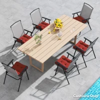 Outsunny 6-Piece Seat Cushion Replacement, Outdoor Patio Chair Cushions Set with Ties, Button Tufted, Wine Red(m-6)