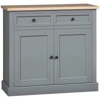 HOMCOM Sideboard Buffet Cabinet, Kitchen Cabinet, Coffee Bar Cabinet with 2 Drawers and Double Door Cupboard for Living Room, Entryway, Dark Gray(m-1)