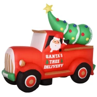 HOMCOM 6ft Christmas Inflatable Santa Claus Driving A Truck with LED Lights, Blow-Up Outdoor LED Yard Display for Lawn, Garden, Party(m-2)