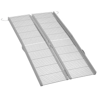 HOMCOM 5' Foldable Handicap Ramp for Home, Steps, Doorways, Aluminum Portable Wheelchair Ramp, Textured Threshold Ramp, Silver(m-11)