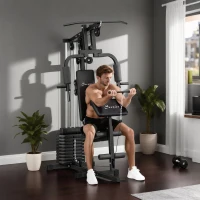 Soozier Multi-Exercise Home Gym Station with 99lbs Weight Stack, for for Back, Chest, Arms, Full Body Workout(m-9)