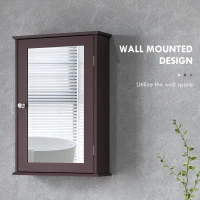 kleankin Bathroom Mirror Cabinet, Wall Mounted Medicine Cabinet with Door and Shelves, Dark Brown(m-4)