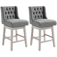HOMCOM Swivel Bar Stools Set of 2, 27" Counter Height Stools with Linen Upholstery and Button Tufted Design for Kitchen(m-11)