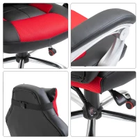 HOMCOM High Back Office Chair, Executive Racing Gaming Chair, Adjustable Recliner with Removable Headrest Pillow for Office, Black and Red(m-9)