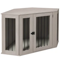 PawHut Corner Dog Crate, Furniture Dog Cages with Cushion for Large-Sized Dog, Indoor Use, Walnut Brown(m-11)