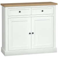 HOMCOM Sideboard Buffet Cabinet, Kitchen Cabinet, Coffee Bar Cabinet with 2 Drawers and Double Door Cupboard for Living Room, Entryway, White(m-1)