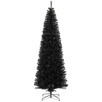 HOMCOM 8 FT Artificial Christmas Tree Pencil Xmas Tree with Stand, 1168 Tips, Holiday Home Indoor Decoration for Party, Black(m-11)
