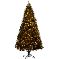HOMCOM 7.5 FT Tall PreLit Artificial Christmas Tree with Realistic Branches, 500 Warm White LED Lights and 1346 Tips, Black(m-11)