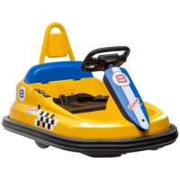 Aosom Bumper Car for Kids, 360° Rotation 6V Electric Ride On Bumper, Yellow(m-1)