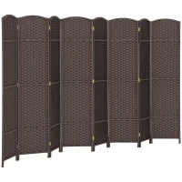 HOMCOM Folding Room Divider Screen 8 Panel 5.6 ' Tall Privacy Screen Freestanding Room Partition for Home Office, Brown(m-11)