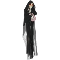 HOMCOM Guitar-Playing Grim Reaper Outdoor Halloween Decoration Animatronic(m-11)
