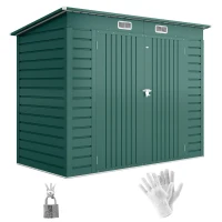 Outsunny 8 x 4FT Galvanized Garden Storage Shed, Metal Outdoor Shed with Double Doors and 2 Vents, Green(m-11)