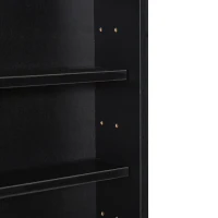 HOMCOM 5-Tier Display Cabinet, Shot Glass Display Case, Glass Curio Cabinet with 2 Glass Doors and 4 Adjustable Shelves, Black(m-8)