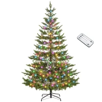 HOMCOM 9ft Artificial Prelit Sparse Cedar Christmas Tree with LED Lights and 4306 Tips, Steel Base for Home Office Holiday(m-11)