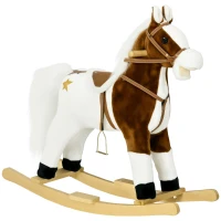 Qaba Rocking Horse with Sound, Ride on Horse with Saddle, Toddler Rocker, Gift for 3-8 Year Old, Brown(m-11)