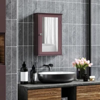 kleankin Bathroom Mirror Cabinet, Wall Mounted Medicine Cabinet with Door and Shelves, Dark Brown(m-8)