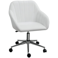 Vinsetto Mid Back Home Office Chair Computer Desk Chair with PU Leather, Adjustable Height, Swivel Wheels for Study, Bedroom, White