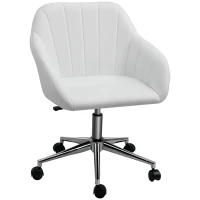 Vinsetto Mid Back Home Office Chair Computer Desk Chair with PU Leather, Adjustable Height, Swivel Wheels for Study, Bedroom, White(m-1)