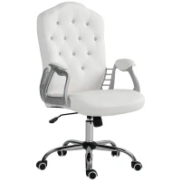 Vinsetto Velvet Office Chair Desk Chair with 360 Degree Swivel Wheels Adjustable Height Tilt Function White(m-11)