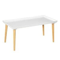HOMCOM Coffee Table with Tray Top, Nordic Center Table with Pine Wood Legs, Rectangle Coffee Tables for Living Room, White(m-1)