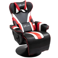 Vinsetto Gaming Chair, Racing Style Computer Recliner with Lumbar Support, Footrest and Cup Holder, Black/White/Red(m-11)