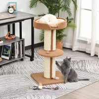 PawHut Cat Tree Kitty Tower with Sisal Mat Scratching Post, Cat Bed, Cushion, Perch, 18" x 18" x 36", Brown(m-1)