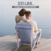 Outsunny Oversized Adirondack Chair, Outdoor Fire Pit and Porch Seating, Classic Log Lounge w/ Built-in Cupholder, Gray(m-7)