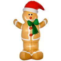 HOMCOM 6ft Christmas Inflatable Gingerbread Man, Outdoor Blow-Up Yard Decoration with LED Lights Display