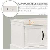 Storage Bench with Comfortable Seat and Adjustable Shelves, Shoe Bench with Removable Cushion for Entryway, 443" L x 16" W x 17.5" H, White(m-4)