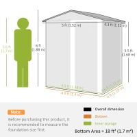 Outsunny 5ft x 4ft Garden Metal Storage Shed, Tool Storage Shed with Top Vents, Sliding Door, Sloped Roof and Foundation Kit for Garden, Patio, Lawn, Dark Grey(m-3)